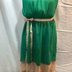 A'Reve Strapless Dress in Green and Beige